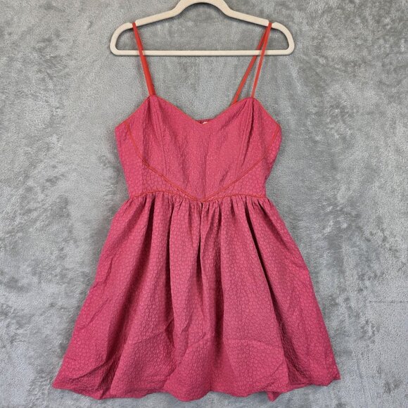 Cooperative Dress Womens L Pink Corset Textured Fit & Flare Mini Spaghetti Strap - Picture 1 of 10